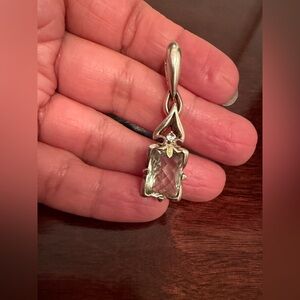 Ann King 18k Yellow Gold 925 Sterling Silver green amethyst  pendant vintage